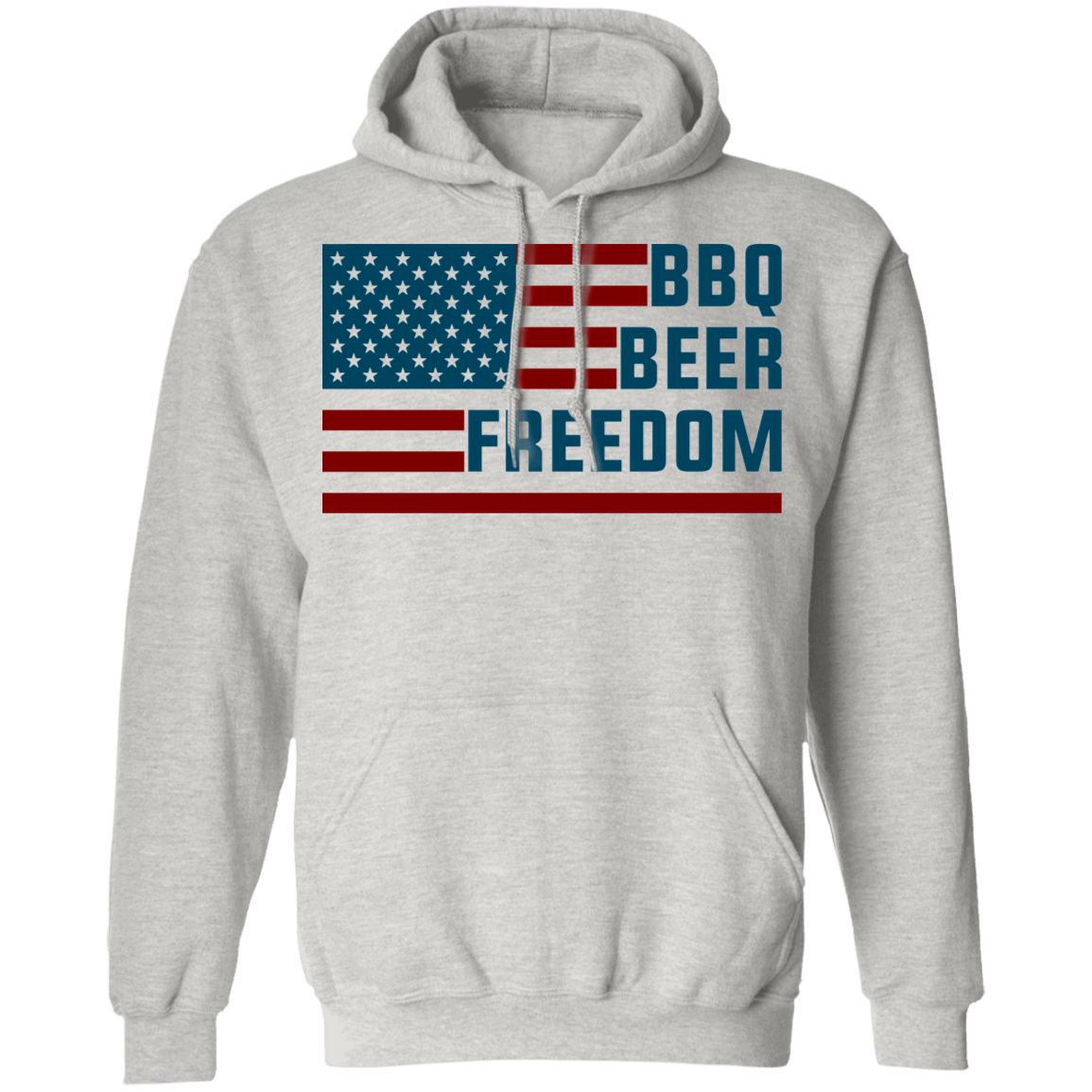 BBQ Beer Freedom American Flag Pullover Hoodie