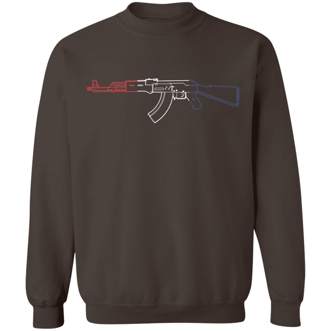 AK-47 Firearm Rifle Red White Blue Crewneck Sweatshirt