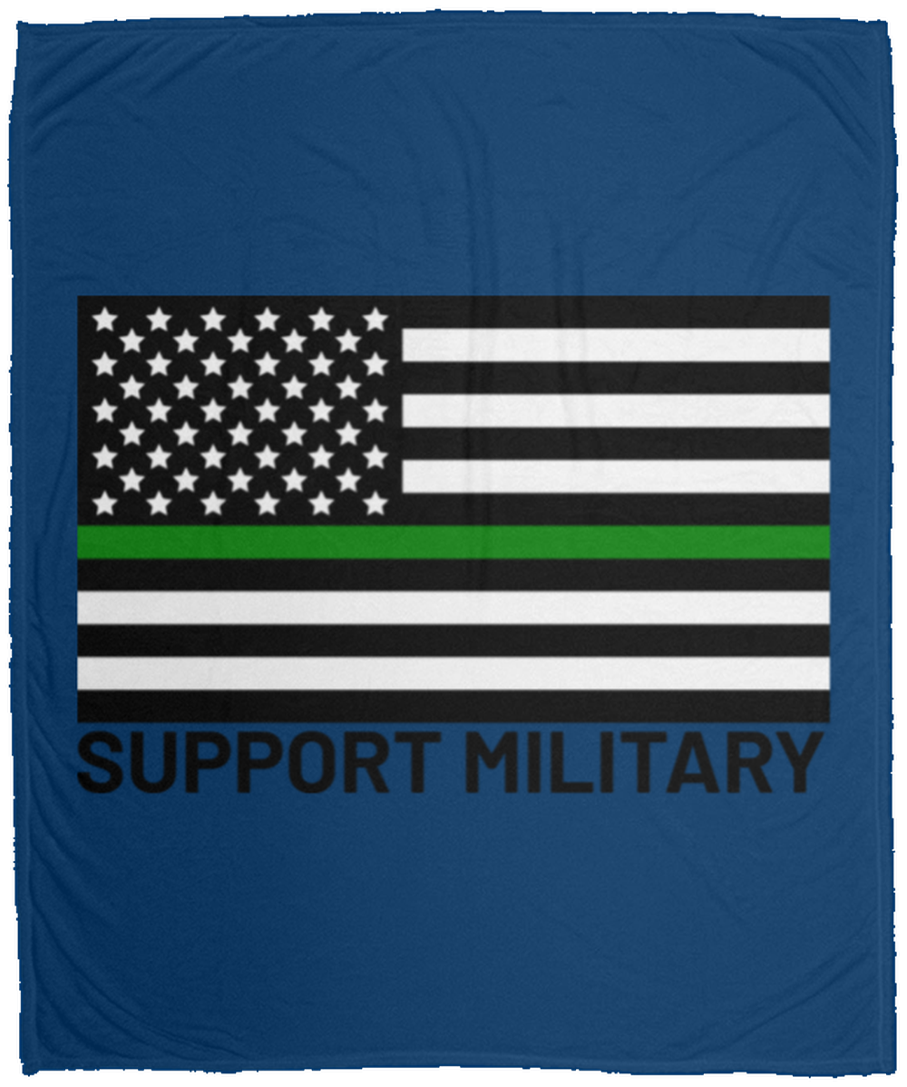 Support Military Thin Green Line American Flag Fleece Blanket - 50x60