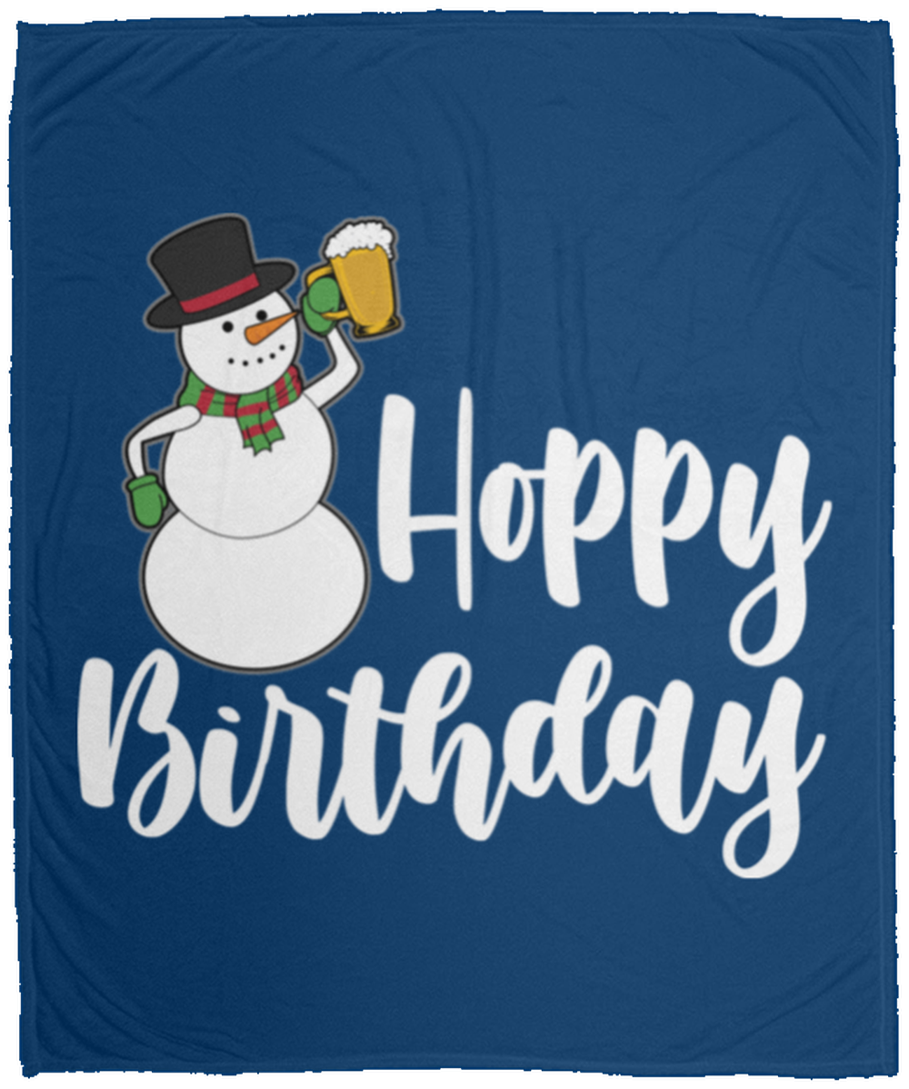 Hoppy Birthday Snowman Christmas Fleece Blanket - 50x60