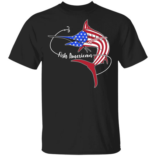 Marlin Fish Saltwater American Flag USA T-Shirt