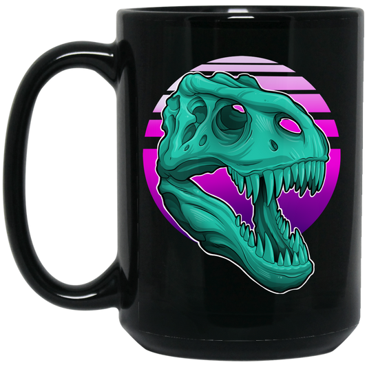 80s Classic Dinasour Skull 15 oz. Black Coffee Mug
