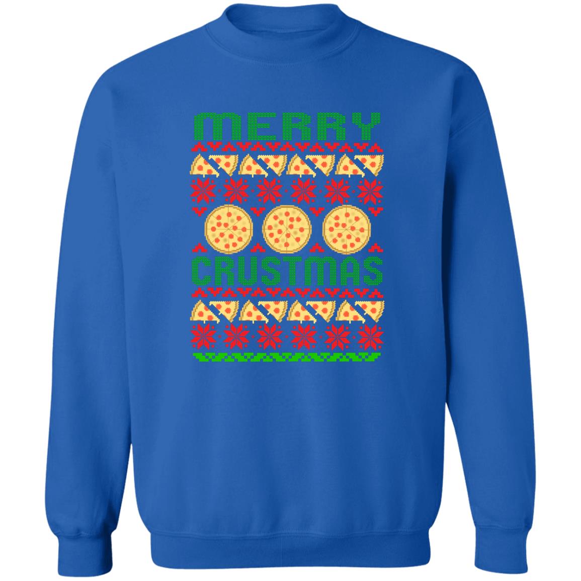 Merry Crustmas Pizza Funny Christmas Crewneck Sweatshirt