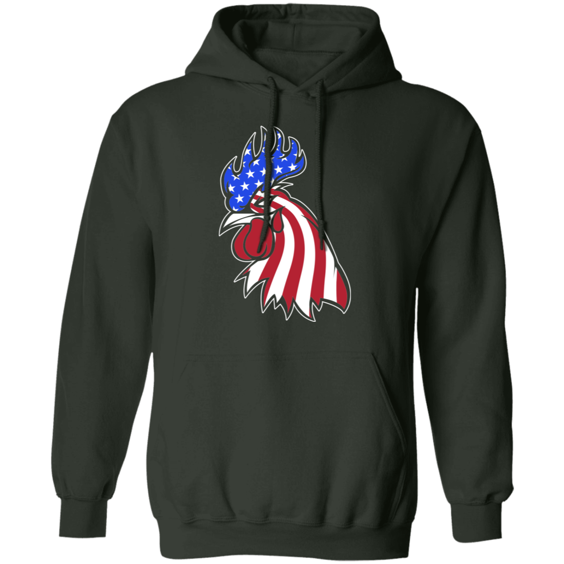 Rooster American Flag USA Pullover Hoodie