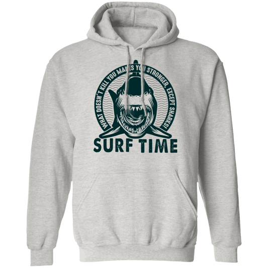 Surf Time Surfing Funny Shark Pullover Hoodie