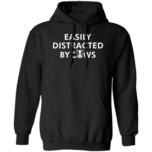 Easily Distracted By Cows Funny Farming Hoodie