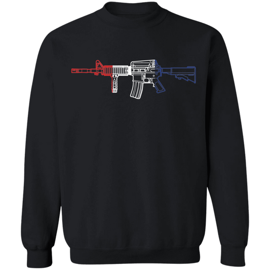AR-15 Firearm Rifle Red White Blue Crewneck Sweatshirt