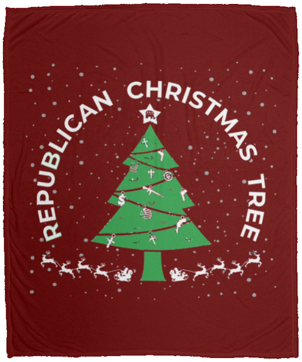 Republican Christmas Tree God Guns Money Fleece Blanket - 50x60