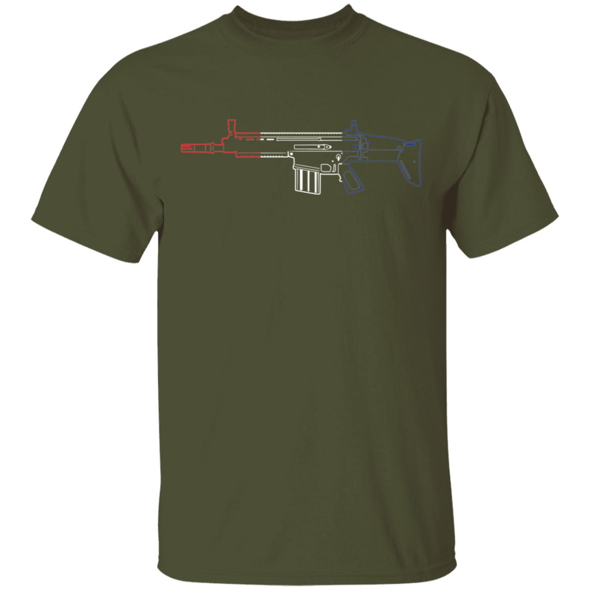Scar Firearm Rifle Red White Blue T-Shirt