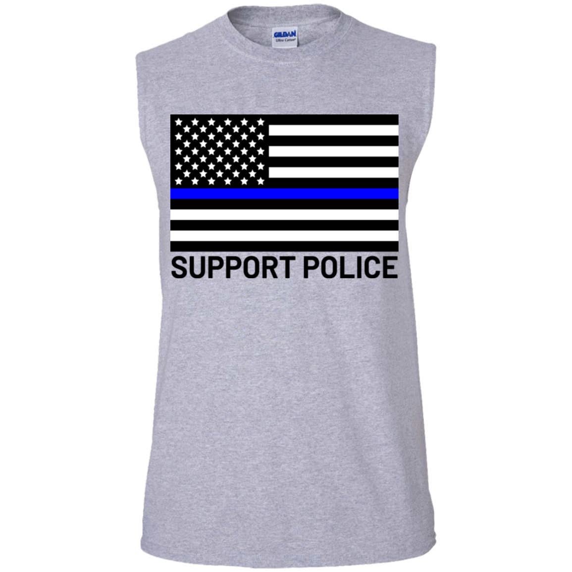 Support Police Blue Line American Flag Sleeveless T-Shirt