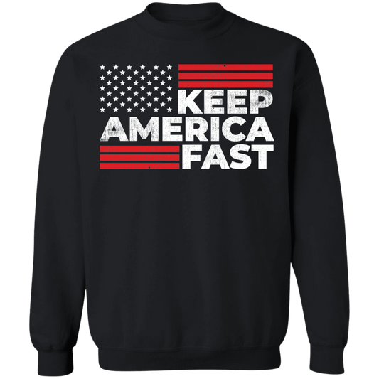 Keep America Fast American Flag Racing Crewneck Sweatshirt