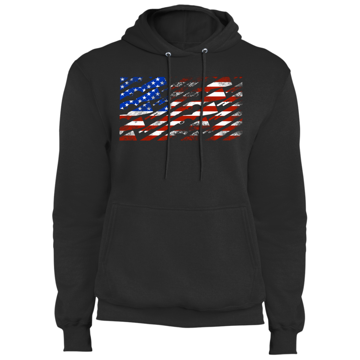 Shotgun Firearm American Flag Pullover Hoodie