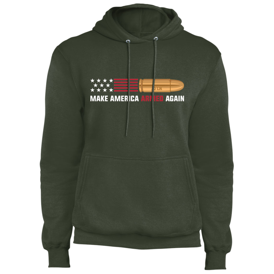.22 LR Make American Armed Again Bullet American Flag USA Pullover Hoodie