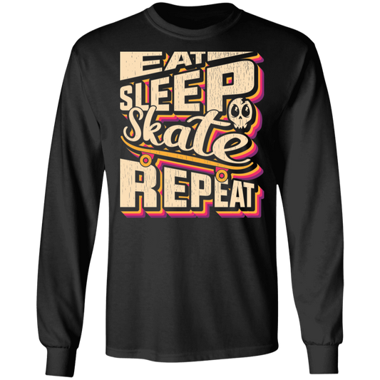 Eat Sleep Skate Repeat Skateboarding Long Sleeve T-Shirt