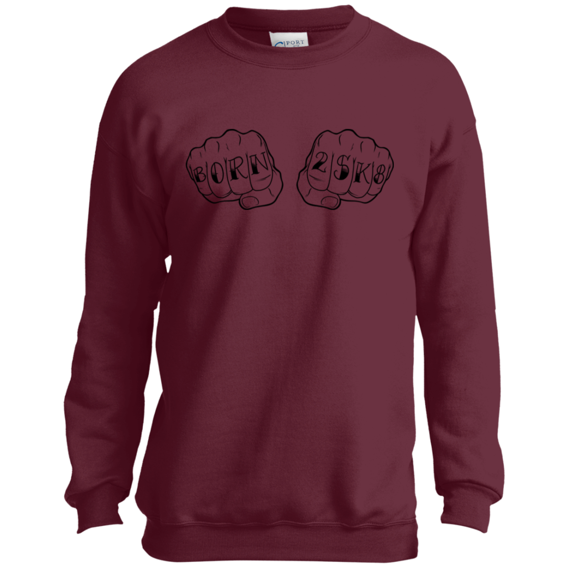 Born 2SK8 Skateboarding Skateboard Youth Crewneck Sweatshirt
