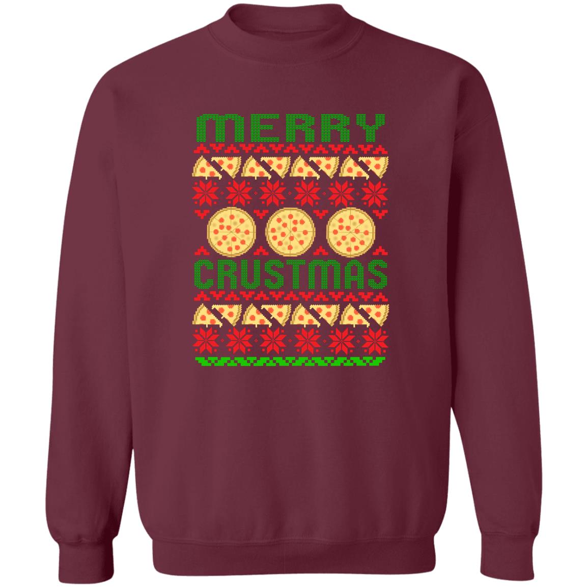 Merry Crustmas Pizza Funny Christmas Crewneck Sweatshirt