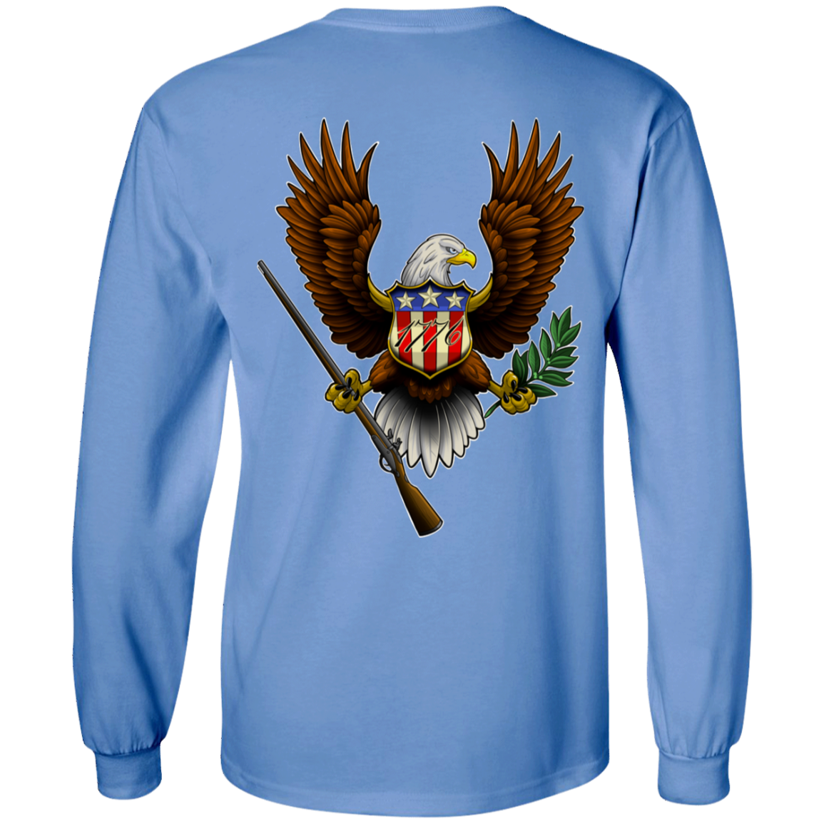 1776 American Bald Eagle Double Sided Long Sleeve T-Shirt