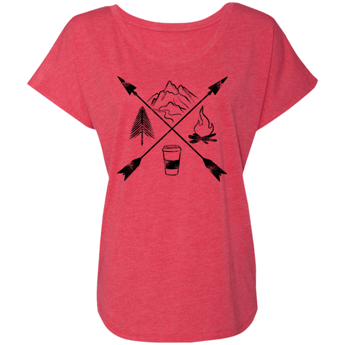 Hiking Camping Outdoor Coffee Women's Dolman Sleeve