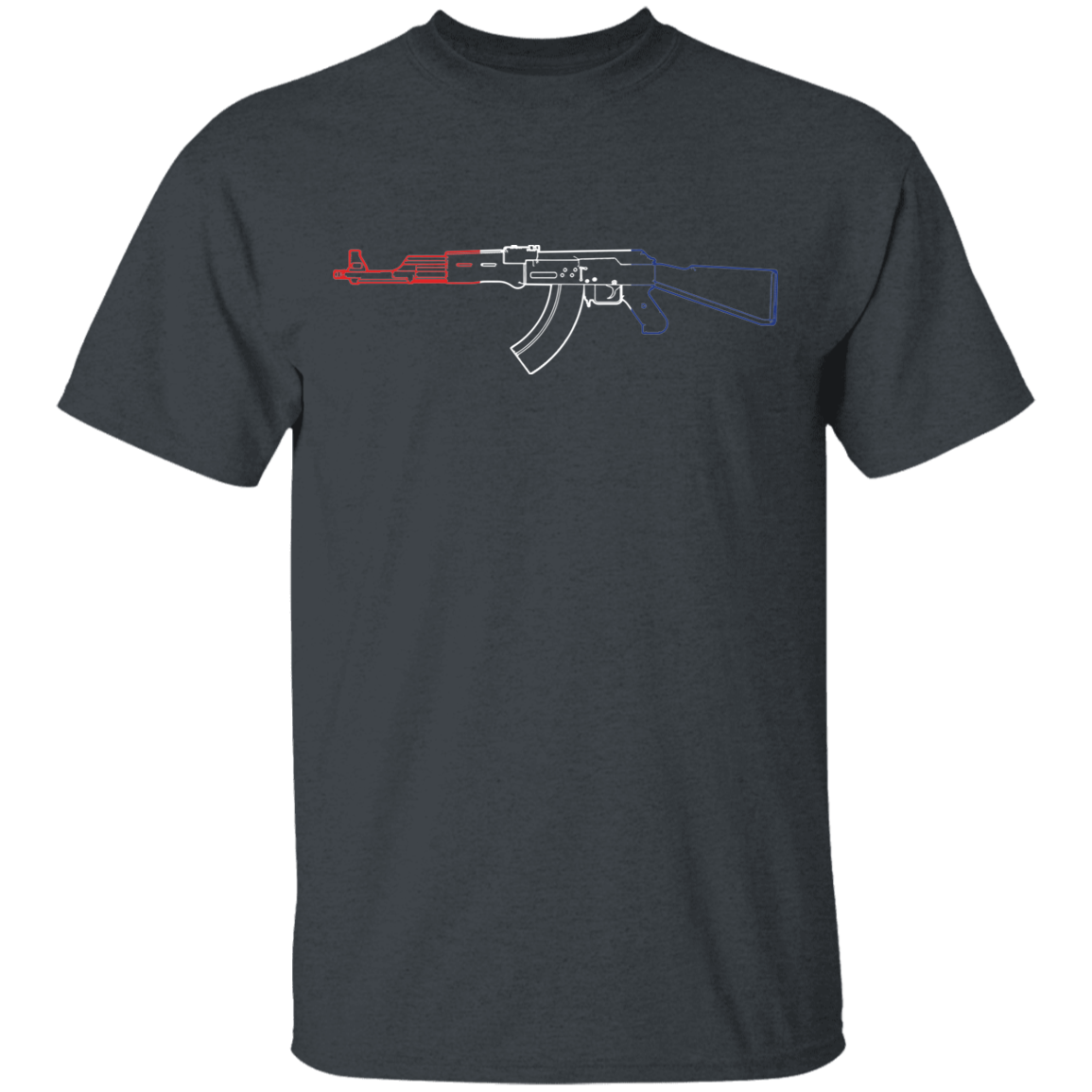AK-47 Firearm Rifle Red White Blue T-Shirt