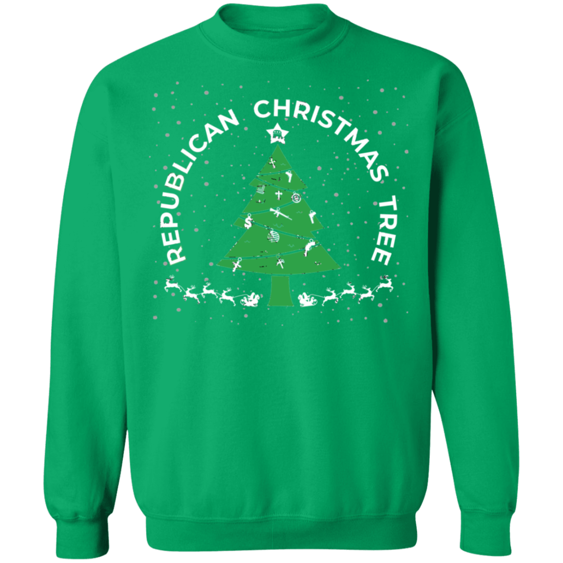 Republican Christmas Tree Firearms Money God Christmas Crewneck Sweatshirt