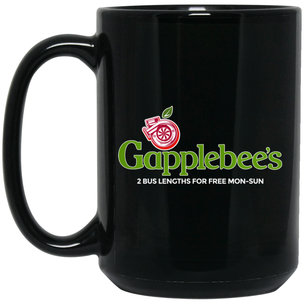 Wheel Spin Addict 15 oz Mug, Gapplebee's Turbo Boosted Racing Black Mug
