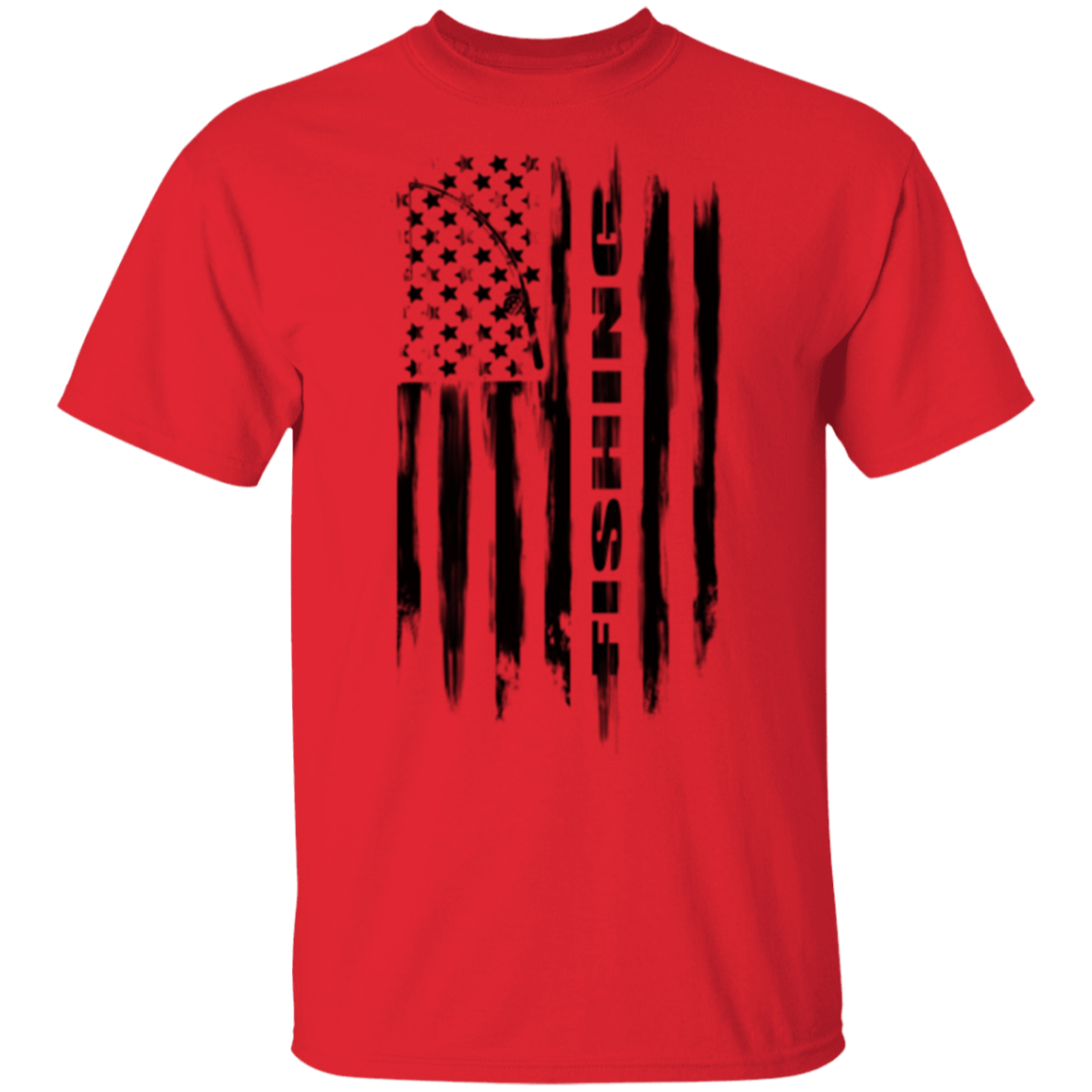 Fishing Saltwater Fresh Water Fish American Flag T-Shirt