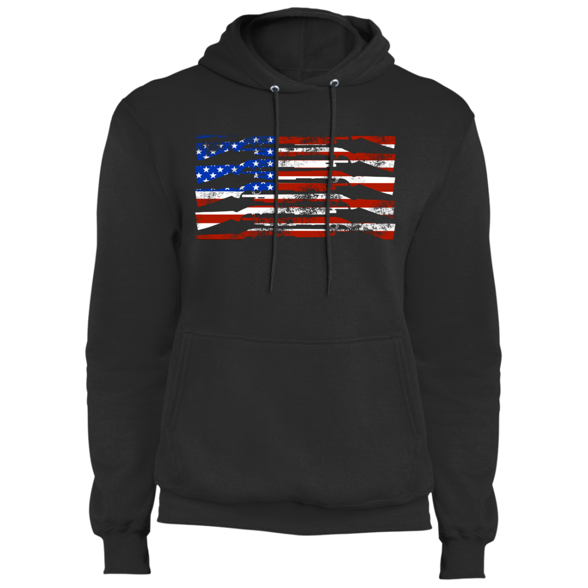 Shotgun Firearm American Flag Pullover Hoodie