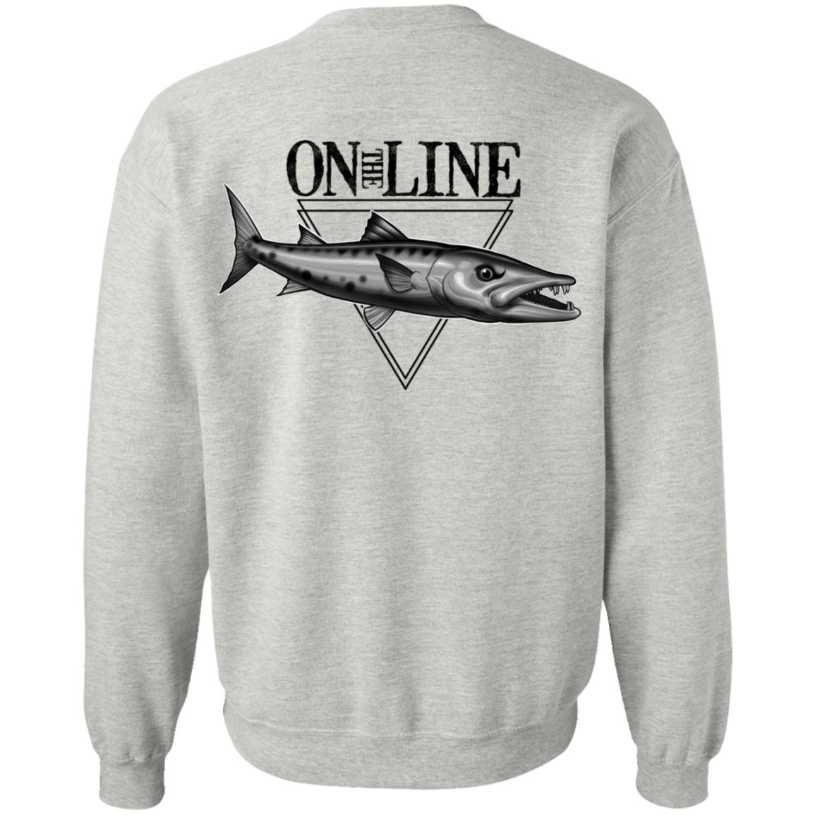 Great Barracuda Fish On The Line Saltwater Double Sided Crewneck Sweatshirt