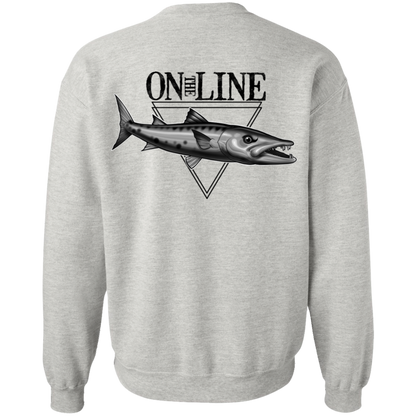 Great Barracuda Fish On The Line Saltwater Double Sided Crewneck Sweatshirt