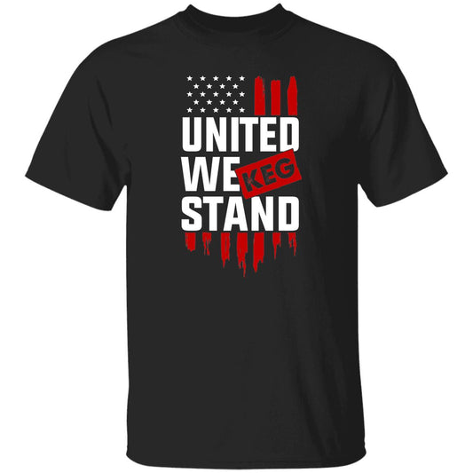 United We Keg Stand Drinking Beer American Flag T-Shirt