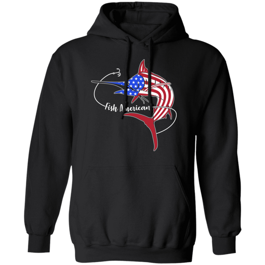 Marlin Fish Saltwater American Flag USA Pullover Hoodie