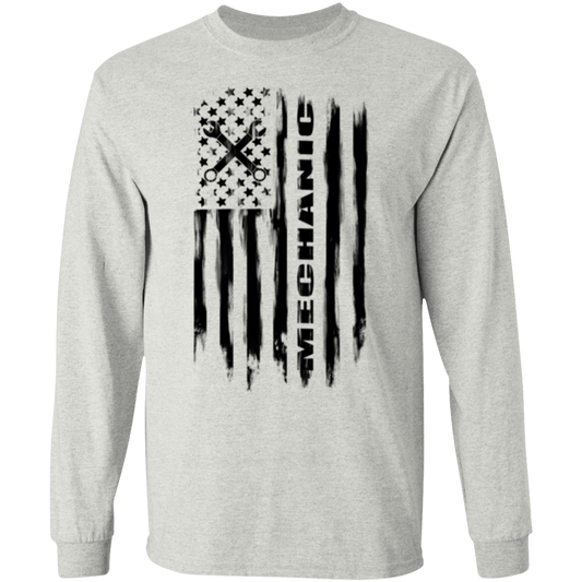 Mechanic Automotive Repair Enthusiast American Flag Long Sleeve T-Shirt