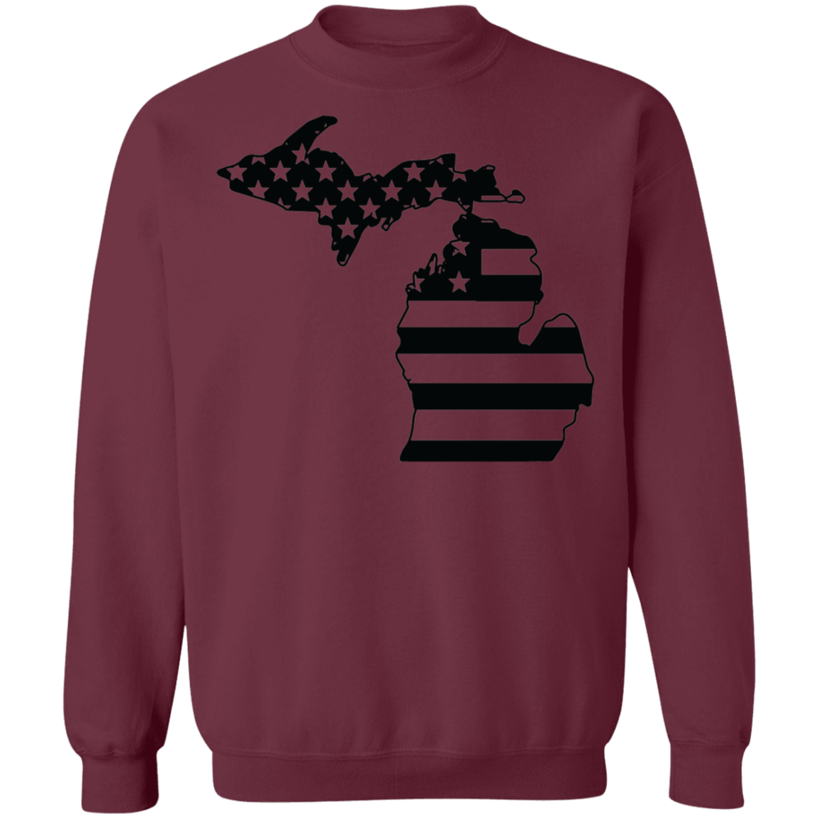 Michigan State American Flag USA Crewneck  Sweatshirt