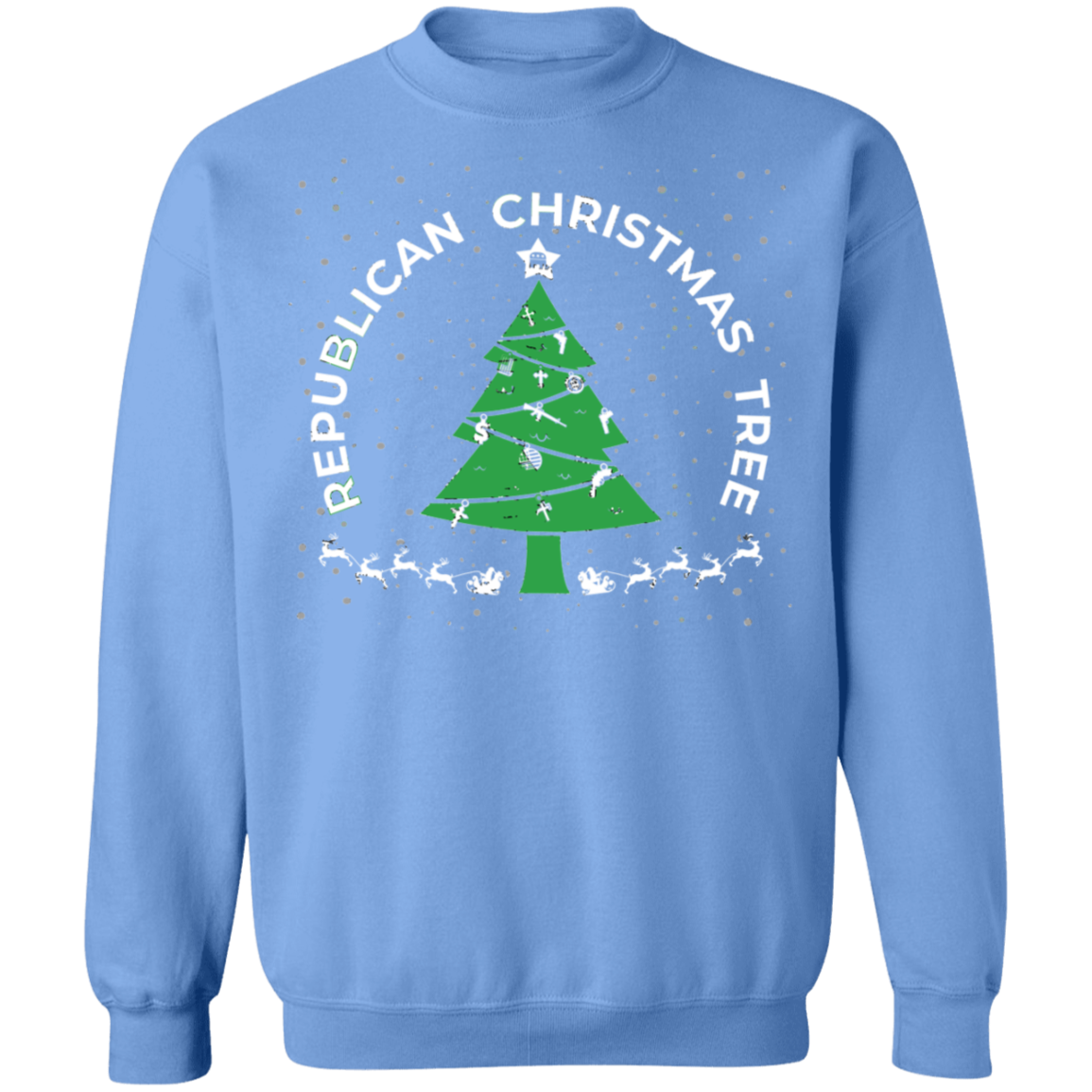 Republican Christmas Tree Firearms Money God Christmas Crewneck Sweatshirt