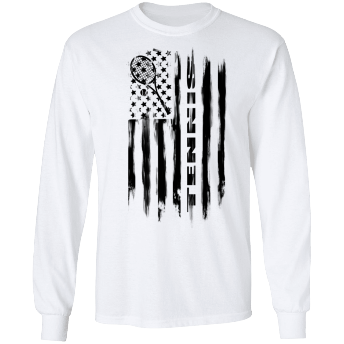 Tennis American Flag Long Sleeve T-Shirt