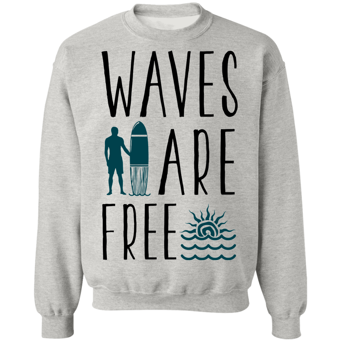 Waves Are Free Surfing Crewneck Sweatshirt