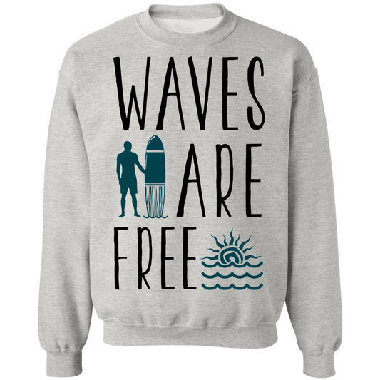 Waves Are Free Surfing Crewneck Sweatshirt