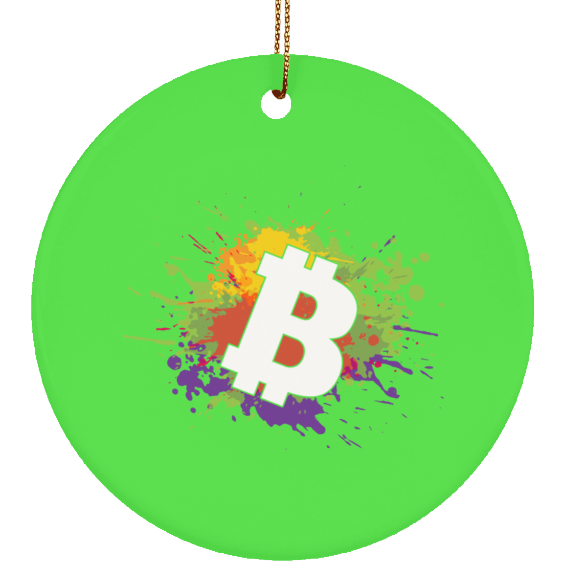 Bitcoin Splatter Paint Christmas Ornament