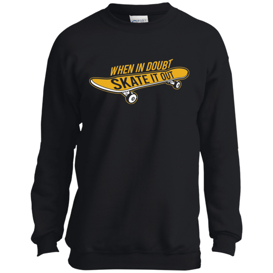 When In Doubt Skate it Out Skateboarding Youth Crewneck Sweatshirt