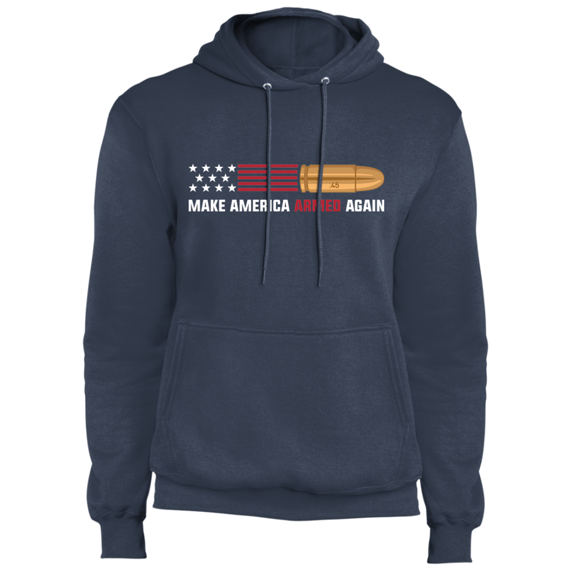 .45 Make American Armed Again Bullet American Flag USA Pullover Hoodie
