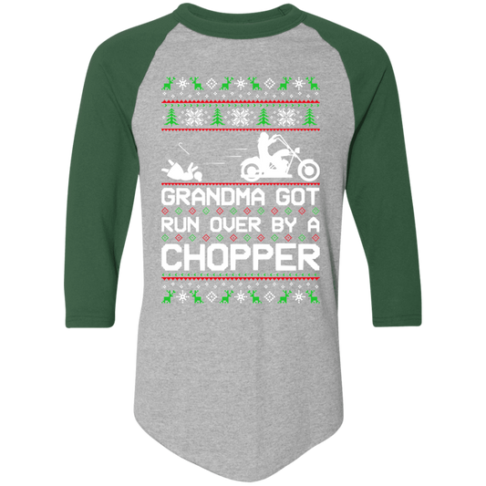 Chopper Motorcycle Grandma Got Run Over Ugly Christmas Raglan Jersey