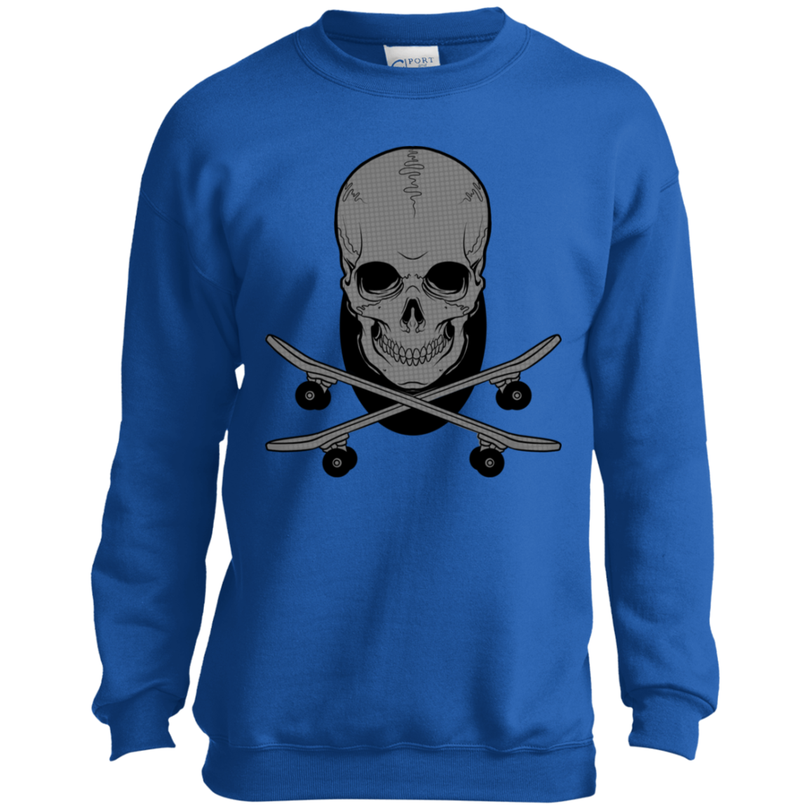 Skateboarding Skull Skateboard Youth Crewneck Sweatshirt