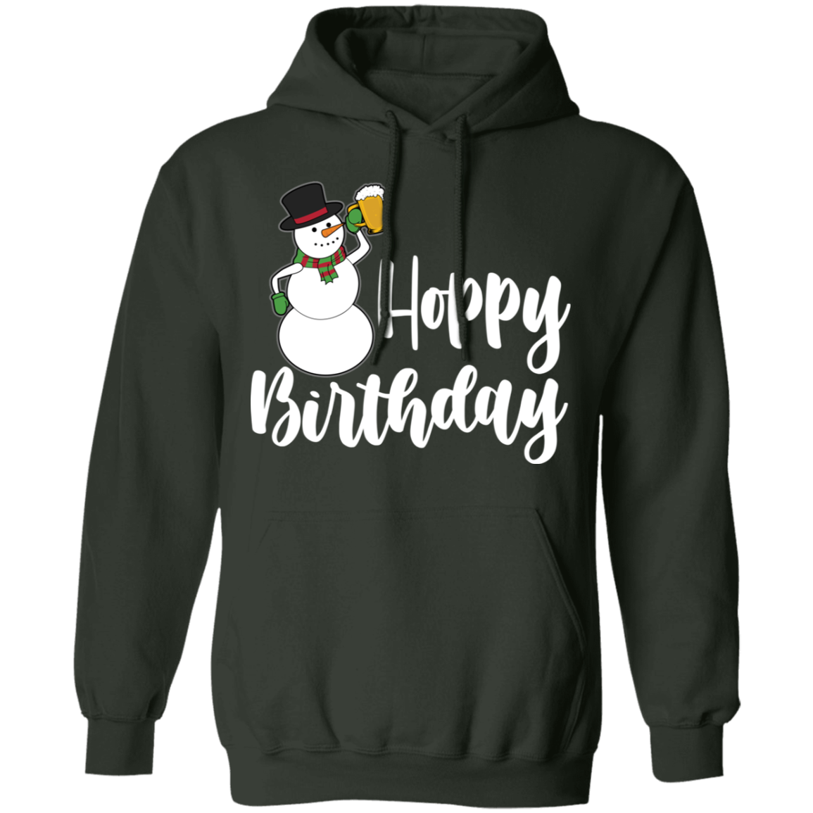 Hoppy Birthday Snowman Beer Funny Christmas Pullover Hoodie