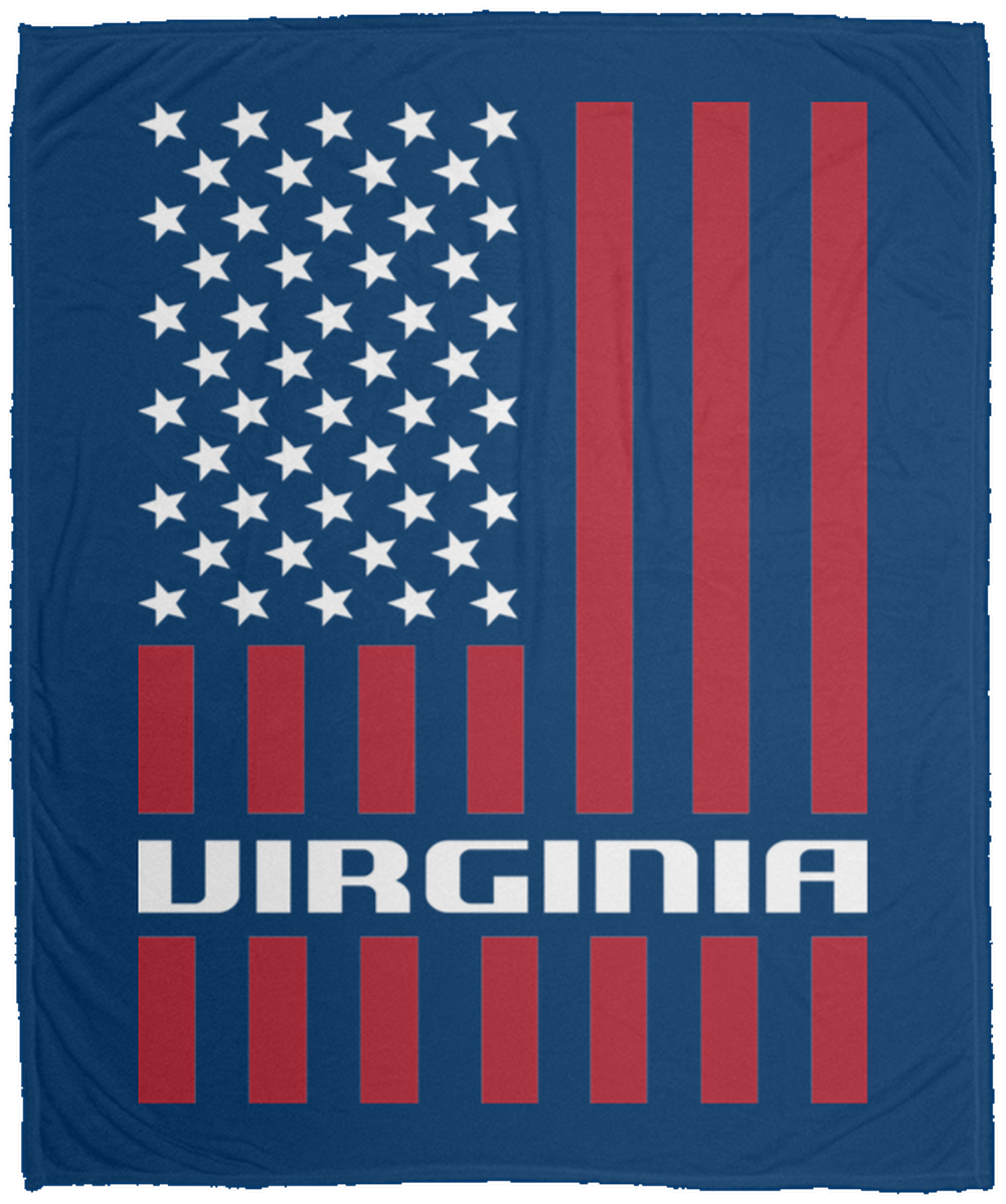 Virginia American Flag Fleece Blanket - 50x60