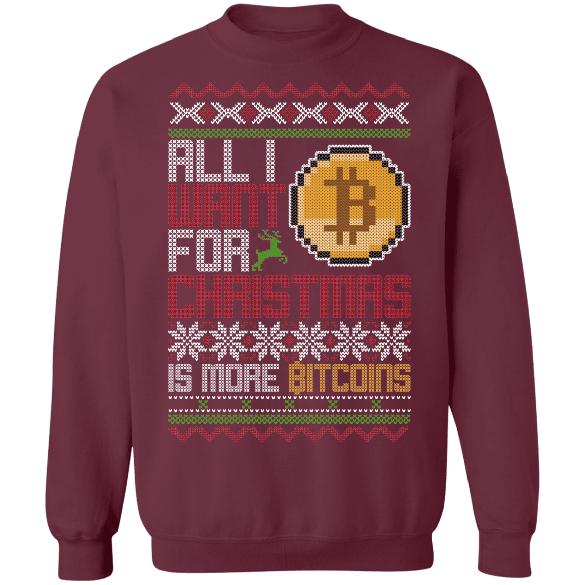 All I Want For Christmas Is More Bitcoins BTC Cryptocurrency Christmas Party Crewneck Sweatshirt