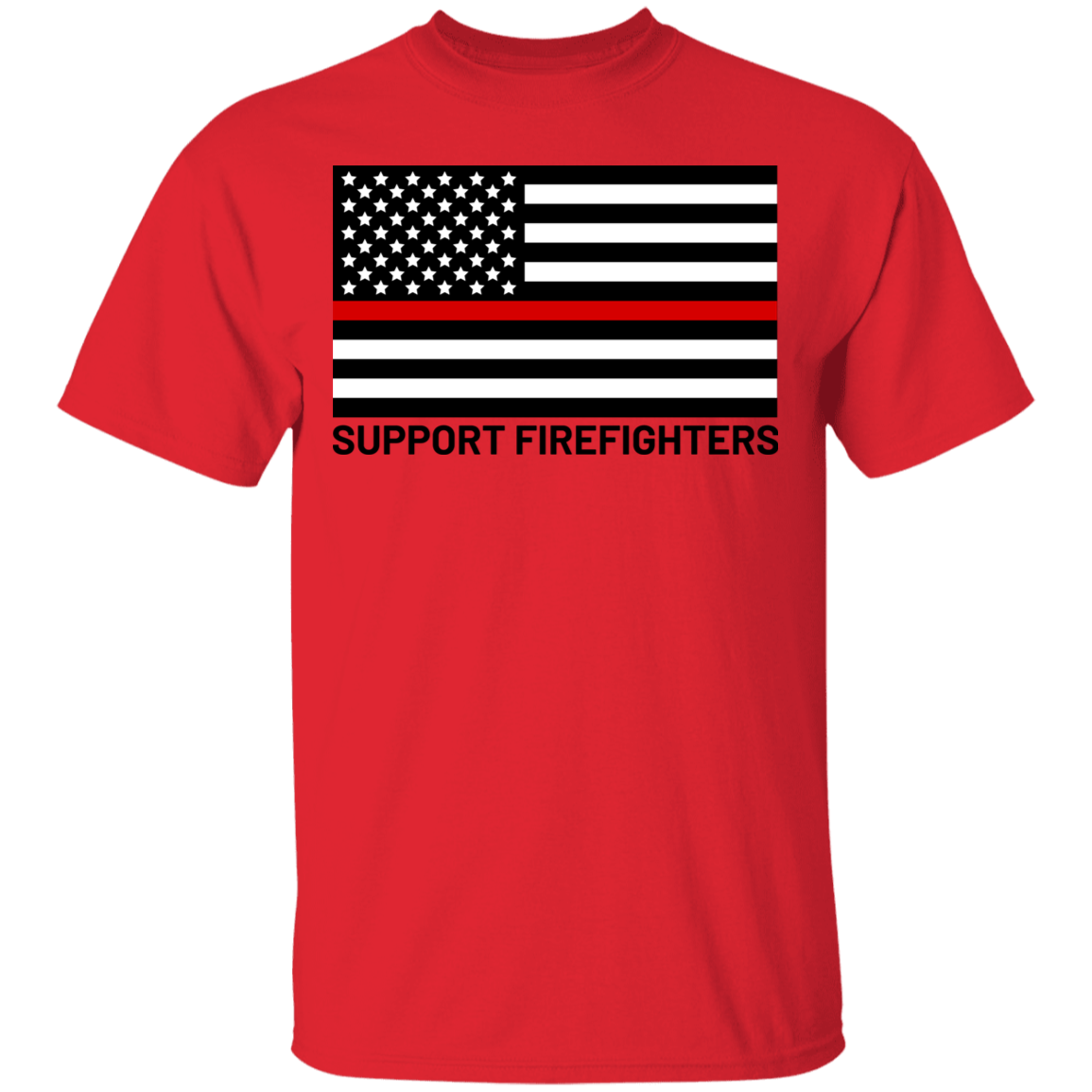 Support Firefighters Red Line American Flag T-Shirt