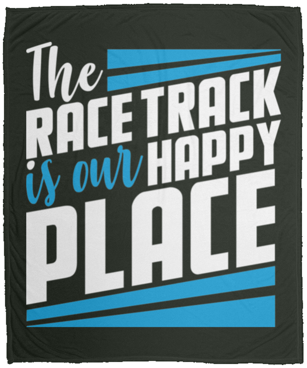 The Race Track Is Our Happy Place Fleece Blanket - 50x60