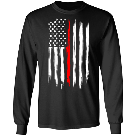 Firefighter Thin Red Line American Flag Long Sleeve T-Shirt