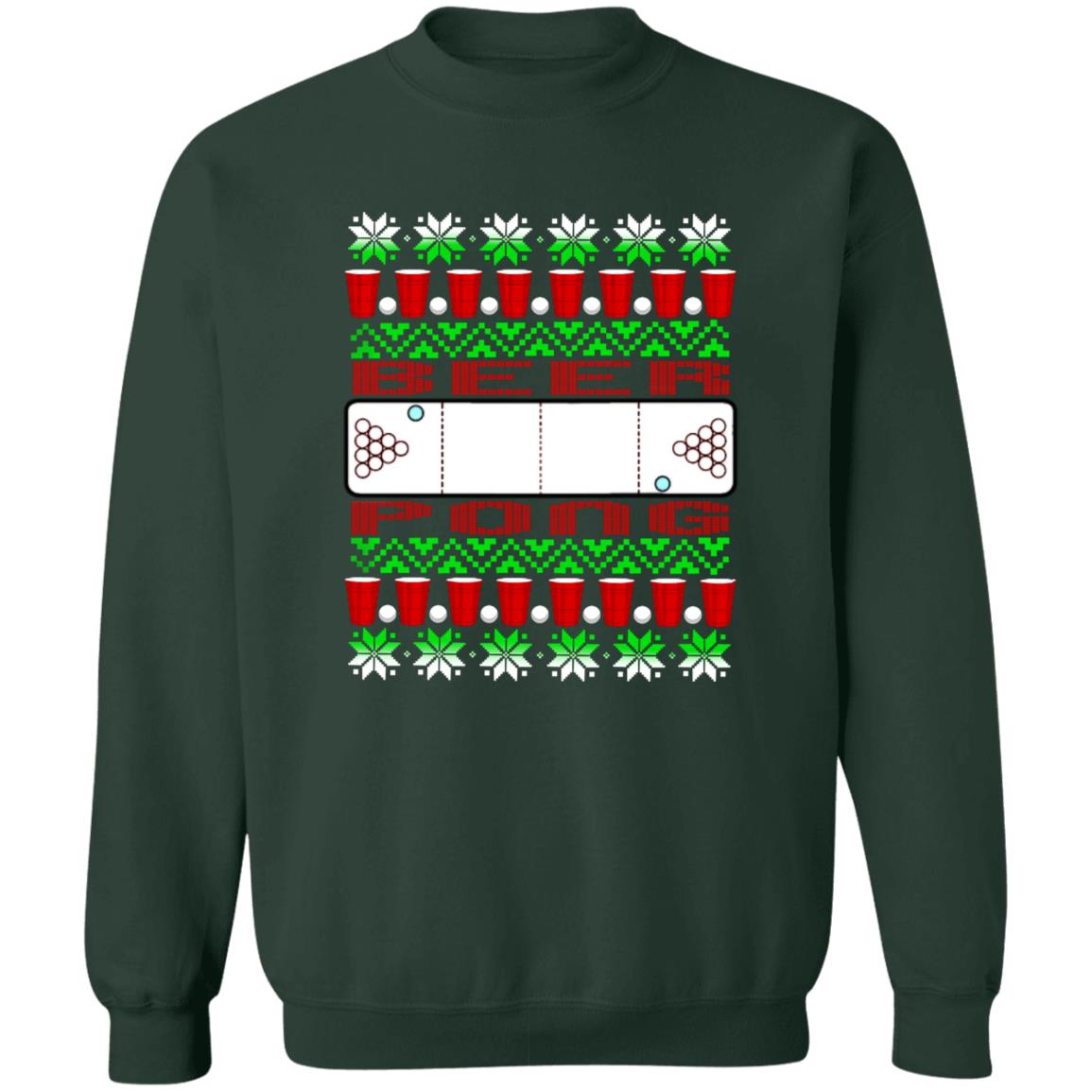 Beer Pong Funny Christmas Crewneck Sweatshirt