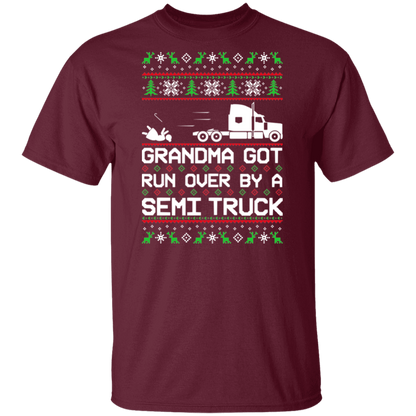 Semi Truck Grandma Got Run Over Ugly Christmas T-Shirt
